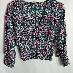 Zara floral 3/4 length sleeve crop top